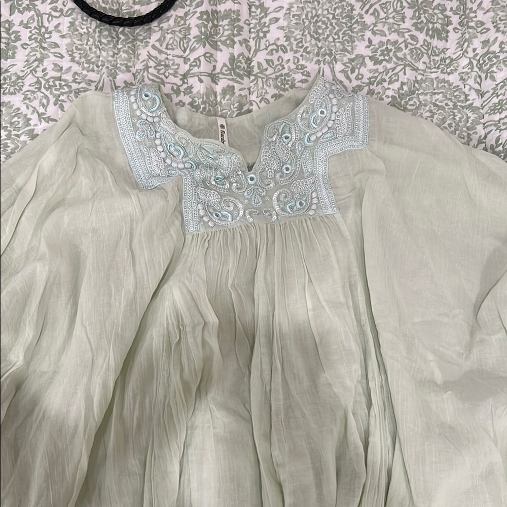 Embroidered Light Green Cover Up